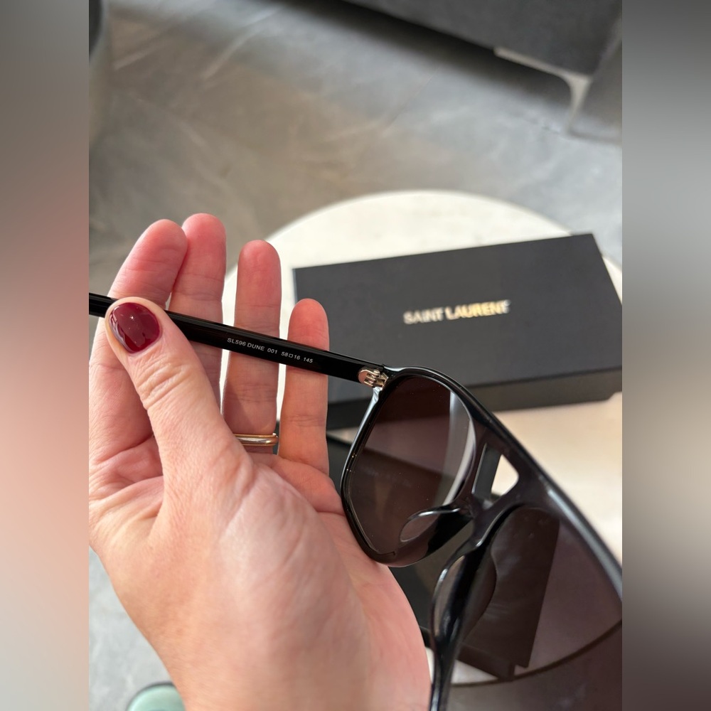 Saint Laurent Eyewear Aviator Sunglasses Unisex SL 596 Dune Acetate in Black - Picture 9 of 16